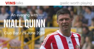 photo of Footballer Niall Quinn to promote a talk in St Vincents